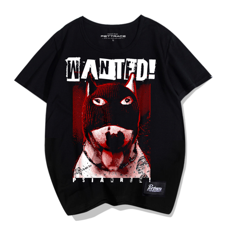 Dog Pattern Short-Sleeved Bull Terrier Pattern Printed T-Shirt for Men and Women, Couple Wear, Dog Fan Clothing, Pure Cotton, Round Neck, Summer