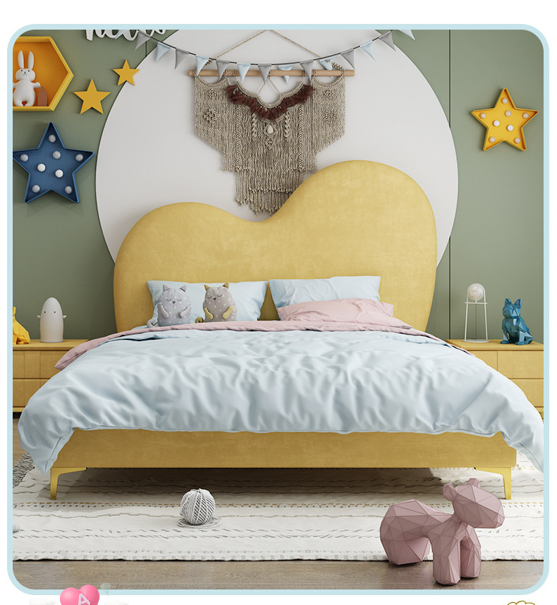 Children Cloth Art Bed Modern Brief About 1 2 m Nordic Boy Girl Double Bed Soft Bag Light Lavish Creative Single Bed