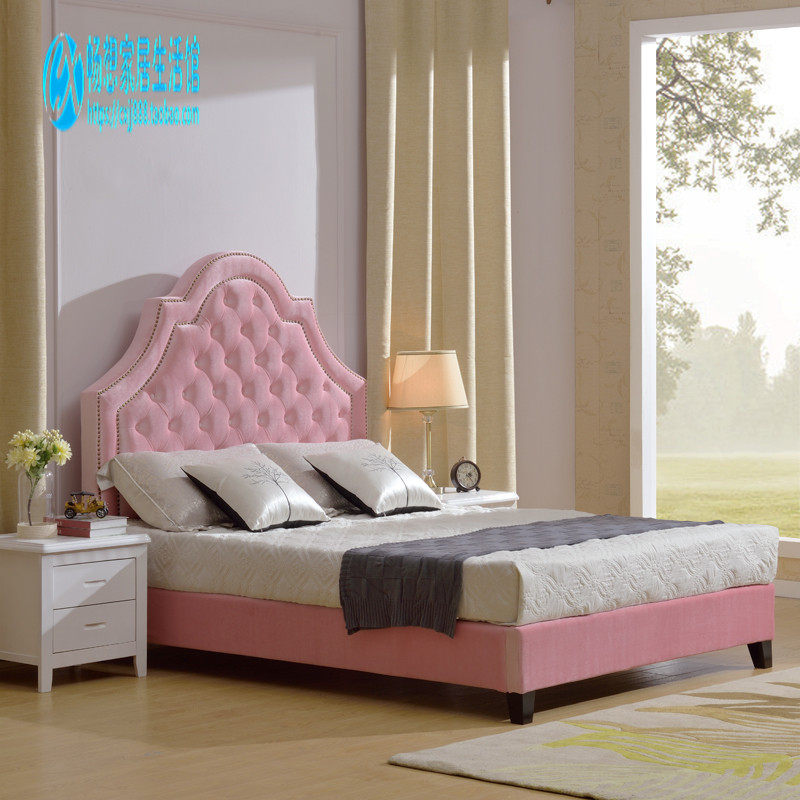 American country neoclassical rivet buckle fabric soft headboard large and small double bed simple princess headboard