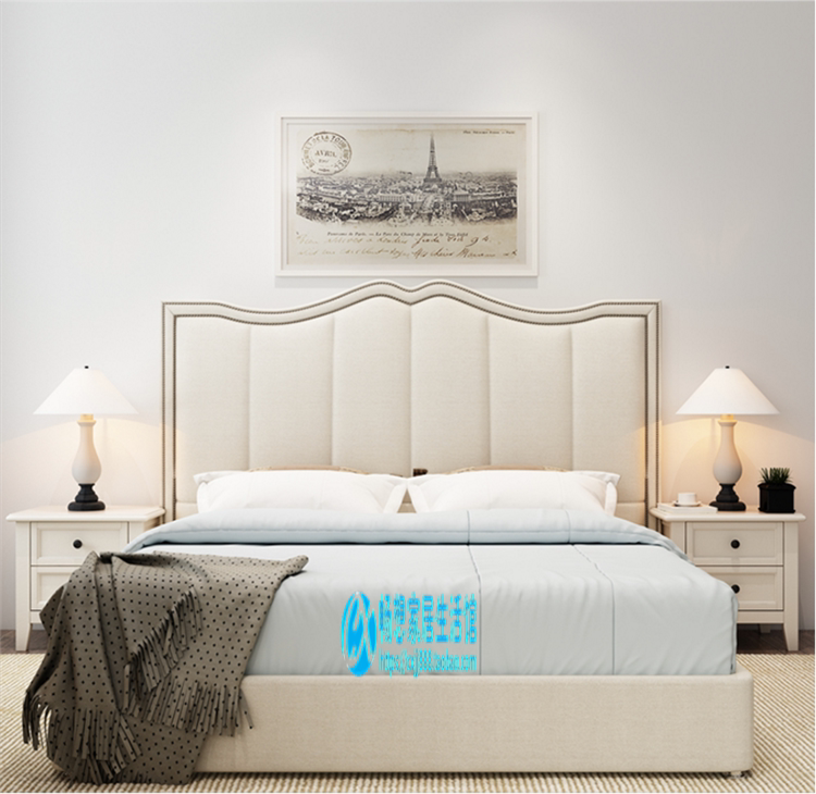 American New Pine Wood Countryside Minimalist Cloth Art Bed Double Large Board 5 m 18 m Wedding Bed Bedside Soft Bag Backrest Board