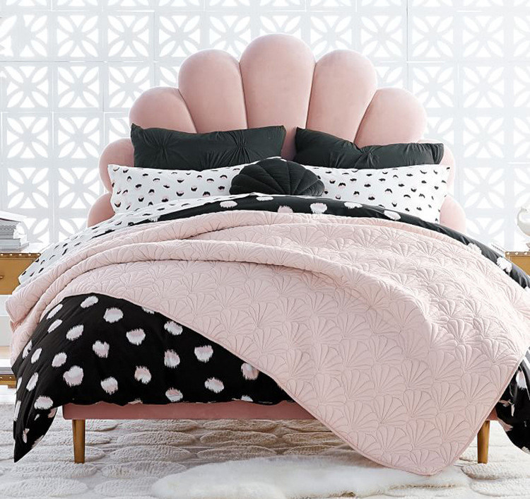 Nordic girl pink bed shell shell princess soft pack backboard custom cloth leather art creative network red bed head