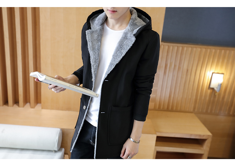Áo gió mùa đông nam dài phiên bản Hàn Quốc của bộ đồ cotton đẹp trai Áo khoác mỏng cho học sinh cộng với áo nhung dày áo gió giá rẻ