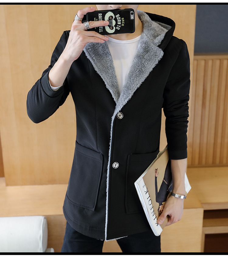 Áo gió mùa đông nam dài phiên bản Hàn Quốc của bộ đồ cotton đẹp trai Áo khoác mỏng cho học sinh cộng với áo nhung dày áo gió giá rẻ