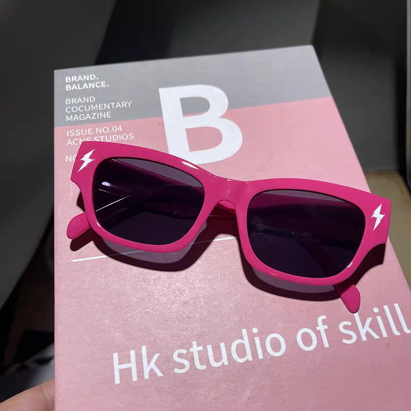 Wang Sulong Bird's Nest Concert Same Style Sunglasses for Men, High-End Summer Pink Colorful Sunglasses, Rose Red