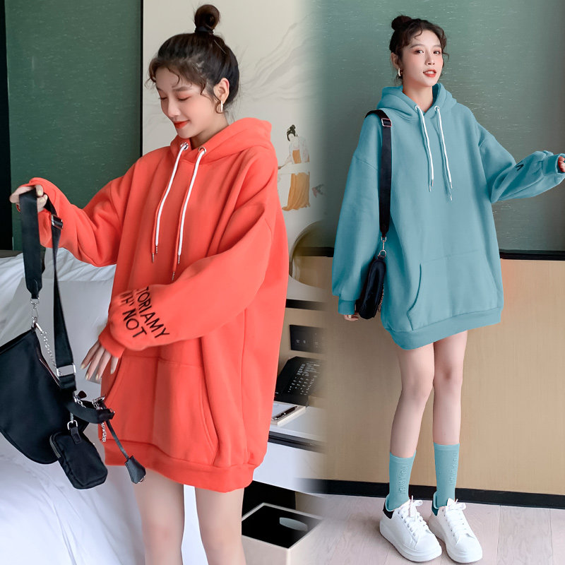 Pregnancy Woman Dress Autumn Winter New Suit Loose Korean version jacket Fashion medium long version plus velvety thickened large size weavewear jacket