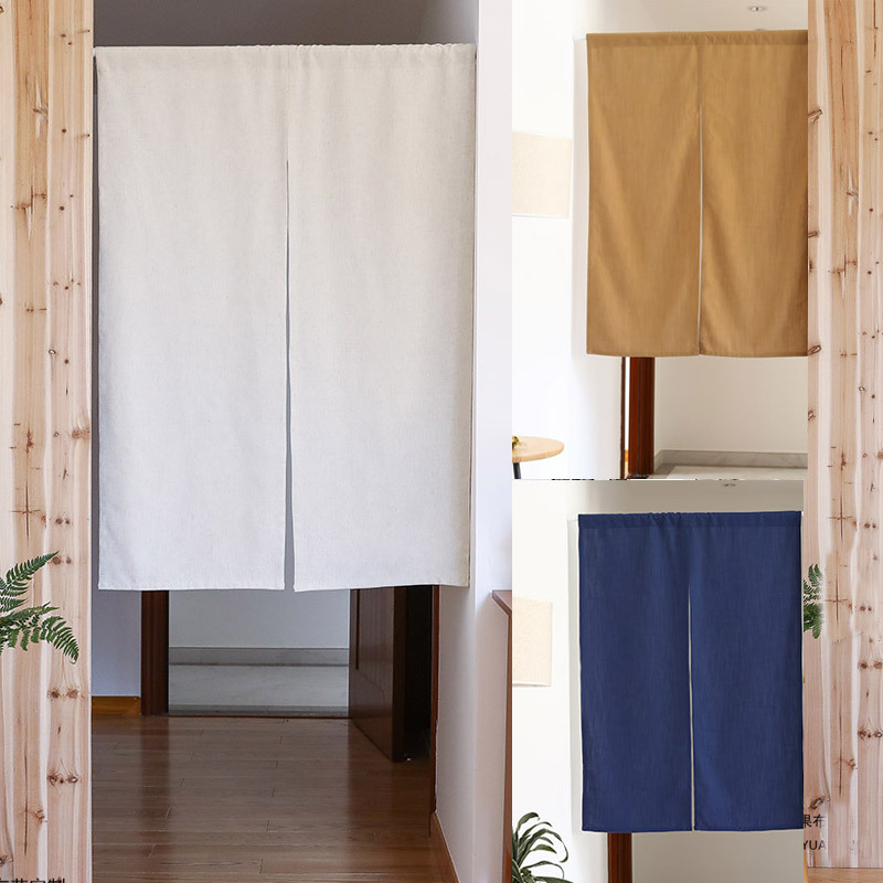 Grassland Fruit Japanese-Style Half Curtain for Shops, Commercial Kitchens, Solid Color Partition Curtain, Magic Tape Cabinet Cover Curtain, Window Curtain