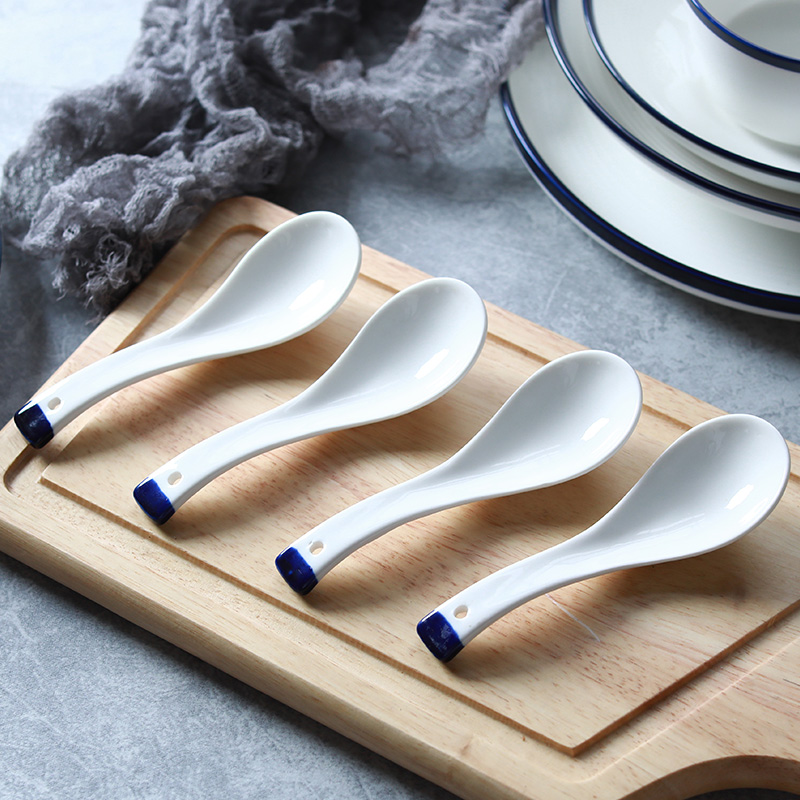 Ancient bo long spoon, spoon, small pure and fresh and the spoon handle Korean household ultimately responds soup spoon tableware ceramic spoon, Japanese