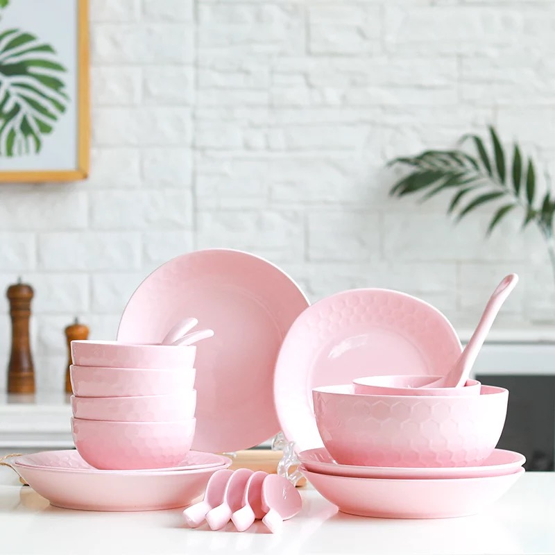 Home dishes suit web celebrity ins tableware 4-6 people Japanese small pure and fresh and creative ceramic tableware to eat bread and butter plate