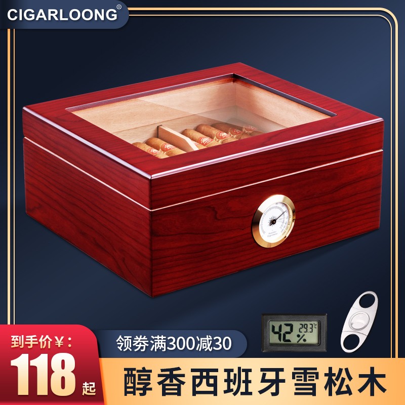 Cuba imported cedar wood cigar box large capacity humidor cigar box solid wood moisturizing constant humidity cigar box