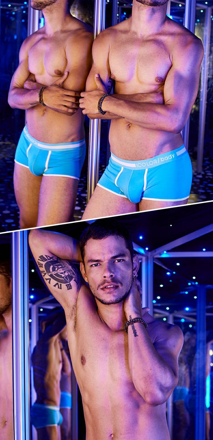 IColor Đồ lót nam Cotton Quần boxer nam Màu rắn Kích thước lớn Bốn góc Quần Đầu dễ thương Đồ lót nam đồ lot