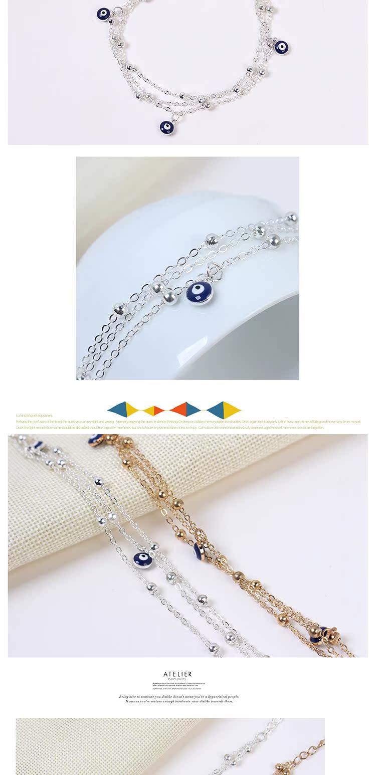 Đơn giản cá tính phong cách dân tộc phụ kiện hoang dã nhỏ dễ thương chuỗi hạt nhiều lớp vòng chân thời trang châu Âu và Mỹ nữ lắc chân nữ bạch kim
