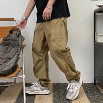 Xu Tailang loose straight drum set pants male spring and summer thin section retro pure color multi-pocket casual 100 ride long pants tide