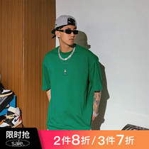 Xu Tailang Day Department Brief Green Short Sleeve T-shirt Man Ins Tide Summer Thin and half sleeve blouses loot round collar compassionate