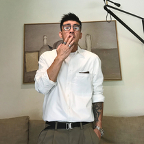 Xu Tailang autumn original new American street trend minimalist city wind solid color casual wild mens shirt