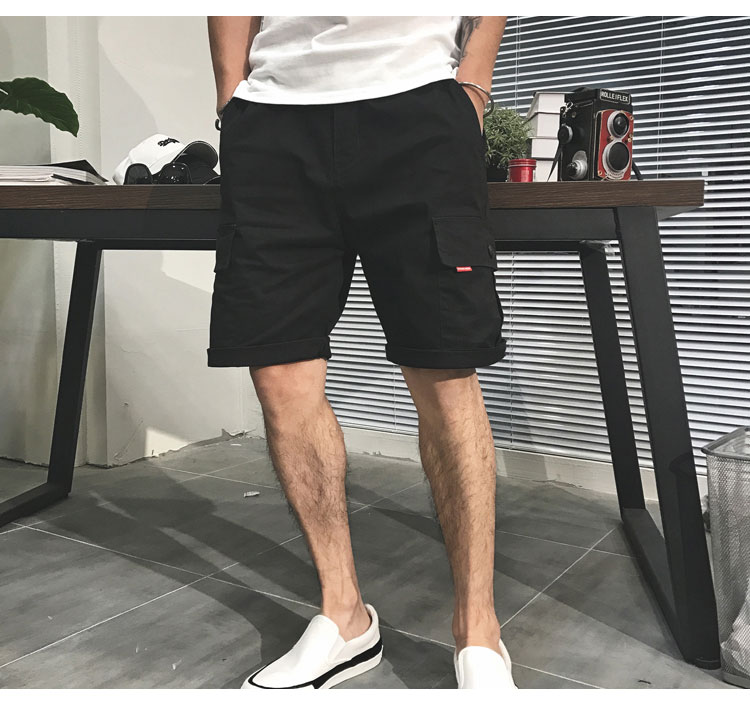 Mùa hè mới công cụ quần short nam xu hướng giản dị quần thẳng năm điểm Yu Wenle giặt quần túi quần jean nam rách