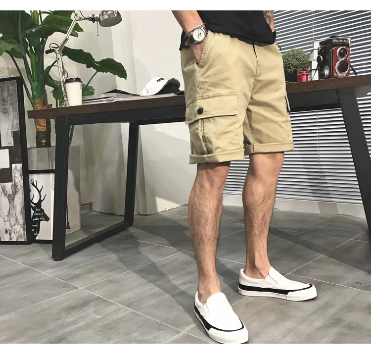 Mùa hè mới công cụ quần short nam xu hướng giản dị quần thẳng năm điểm Yu Wenle giặt quần túi