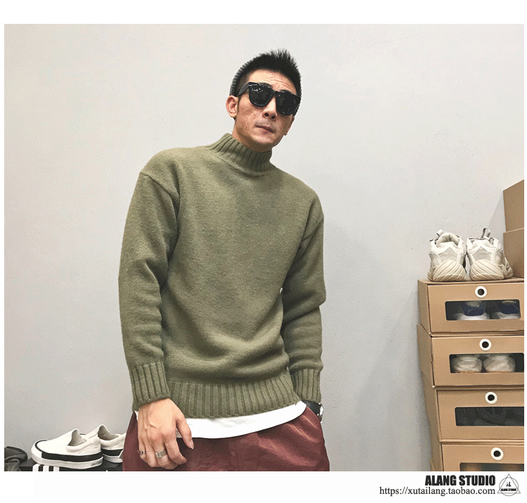 Mùa xuân và mùa thu Nhật Bản Tide Casual Áo len cao cổ nam giới bf Harajuku Thanh niên áo len cao cổ áo đôi nữ bạn thân