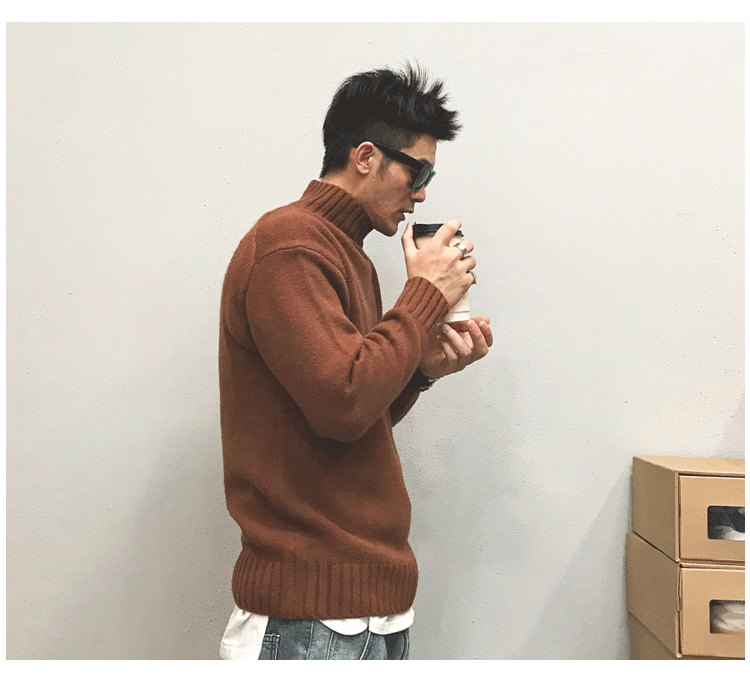 Mùa xuân và mùa thu Nhật Bản Tide Casual Áo len cao cổ nam giới bf Harajuku Thanh niên áo len cao cổ áo đôi nữ bạn thân