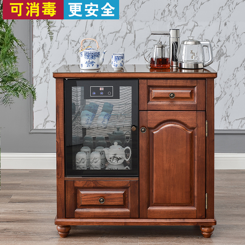 Intelligent solid wood tea bar machine with disinfection cabinet integrated new Chinese office household fully automatic high-end living room water dispenser