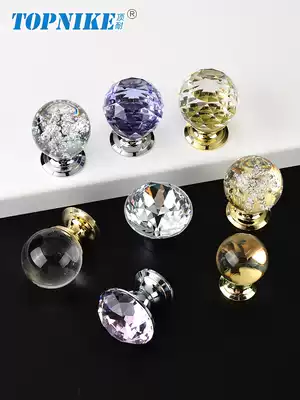 Top resistant European crystal handle modern simple wardrobe door small handle cabinet wine cabinet drawer small handle single hole round