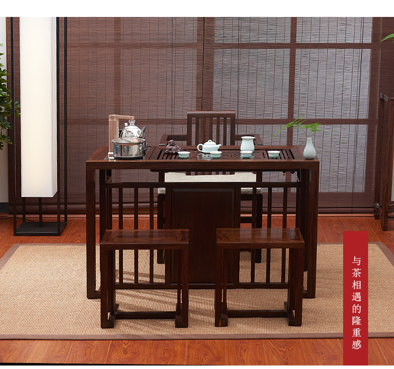 Han solid wood tea tray tea set suits for Chinese tea tables and chairs combination small black rosewood tea sets of kung fu tea table