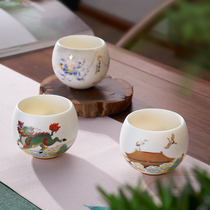 Han and Tang tea cup single owner Cup household tea cup mutton Jade kung fu tea set Tea Cup handmade personal tea cup