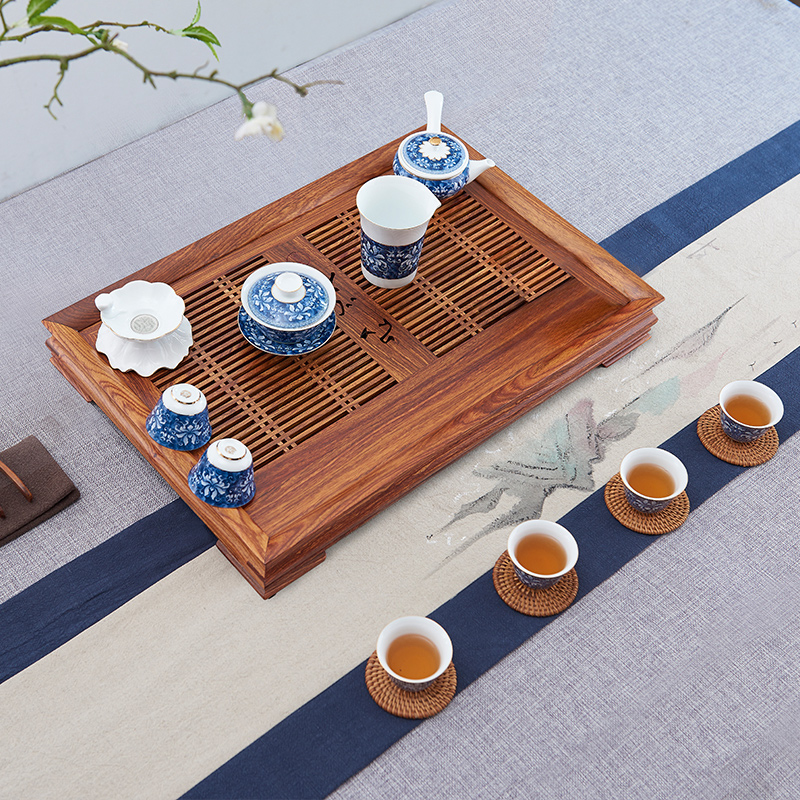 Han and tang dynasties tea tray was solid wood home hua limu tea sets tea saucer the draw - out type drainage water tray was kung fu tea set