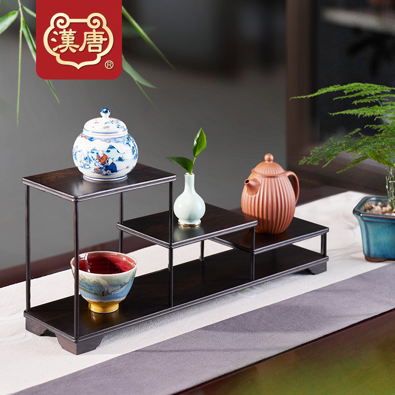 Purple Light Sandalwood Shelves Teapot Teapot Teapot Tea Cup Shelf Release Tea Set shelf Wood shelving solid wood shelving display