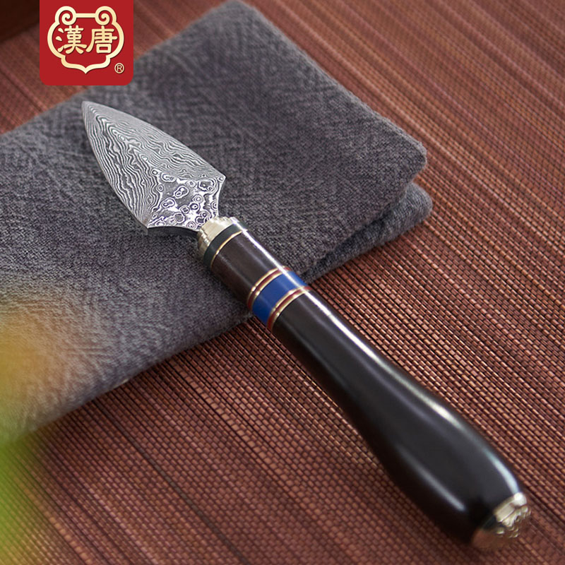 Han and tang dynasties Damascus knife pu 'er tea, black tea ChaZhen ebony stainless steel cone kung fu tea tea knife open