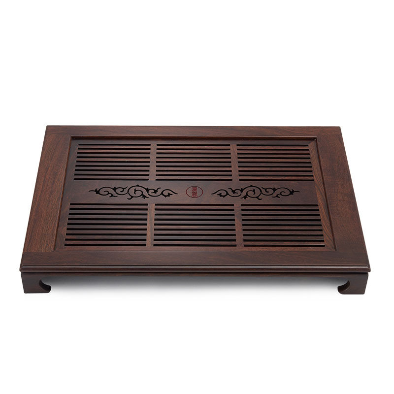 Han solid wood tea tray with simple dry tea table storage type wooden tea sea black rosewood kung fu tea set