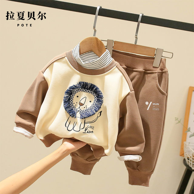 La Chapelle children's clothing boys fleece sweater suit thickened 2022 autumn and winter new baby foreign style fashionable baby