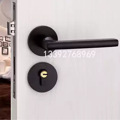 Space aluminum black door lock door handle office high partition single open two-piece wooden door lock Louver door bedroom door lock
