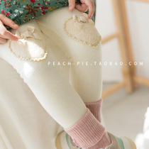  Clearance spot Peach pie Korean Childrens clothing 2020 winter Lamb velvet love patch plus velvet leggings 335