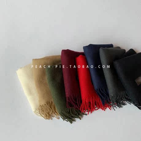 现货peach Pie韩国童装冬多色百搭男女童流苏舒适保暖围巾51