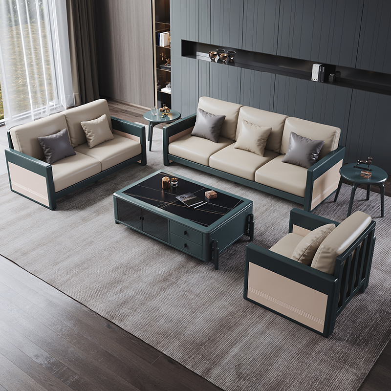 Modern light luxury solid wood sofa full solid wood technology cloth living room modern simple small apartment multi-function storage sofa