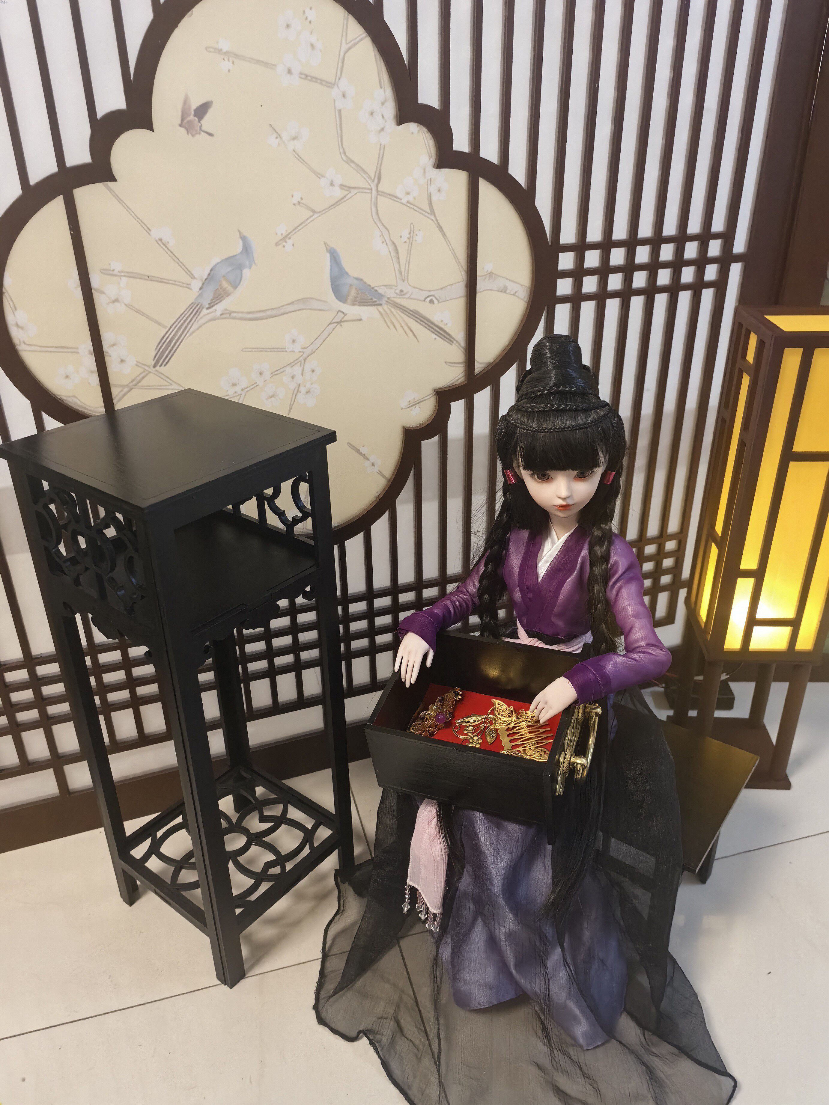bjd场景道具娃屋 三分四分娃大叔古风床 bjd罗汉床 叔体床榻 4分bjd娃用古风家具