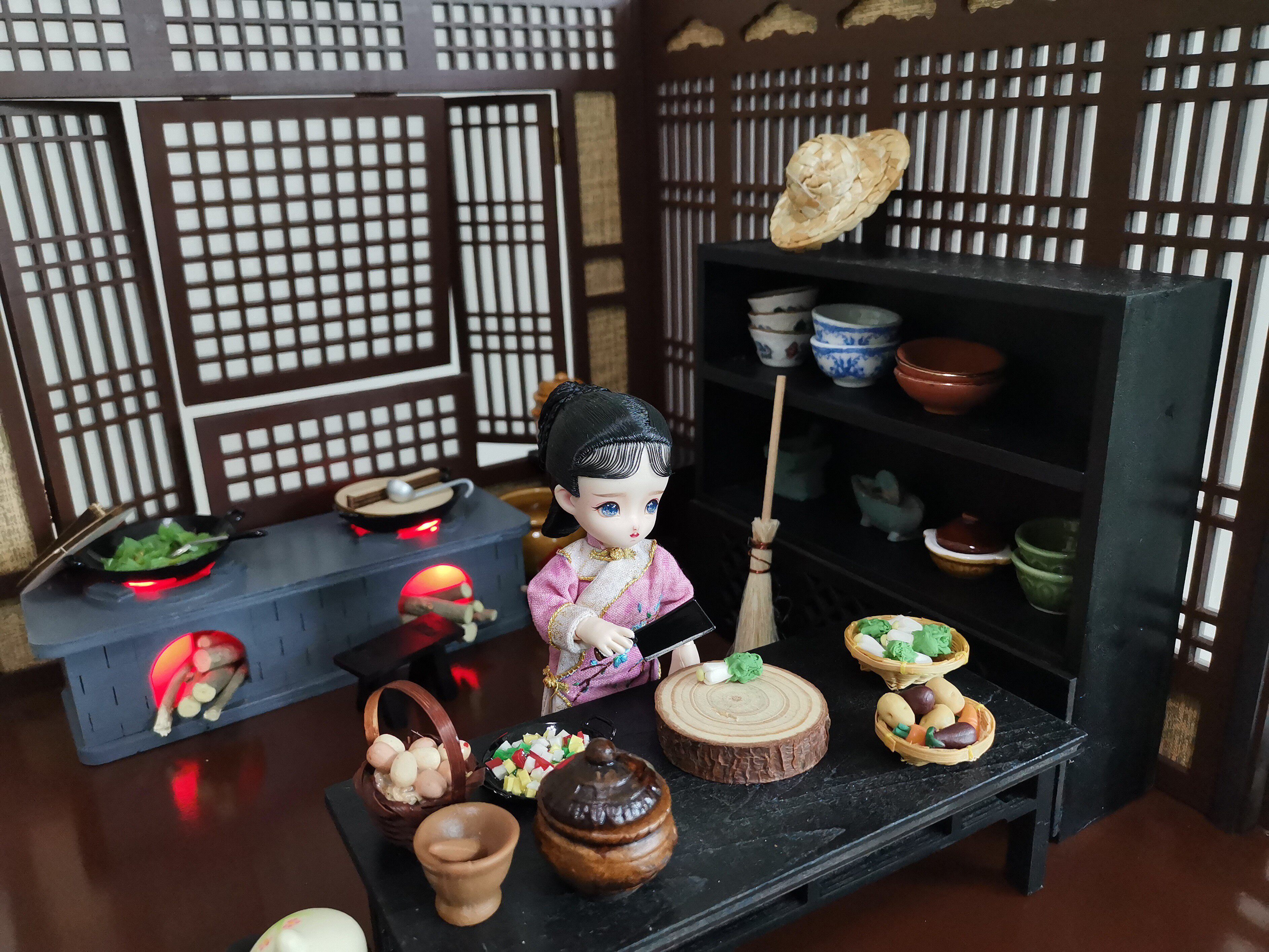 bjd场景道具娃屋 12分娃用厨房 食玩配件摆件家具厨具炉灶 灶台