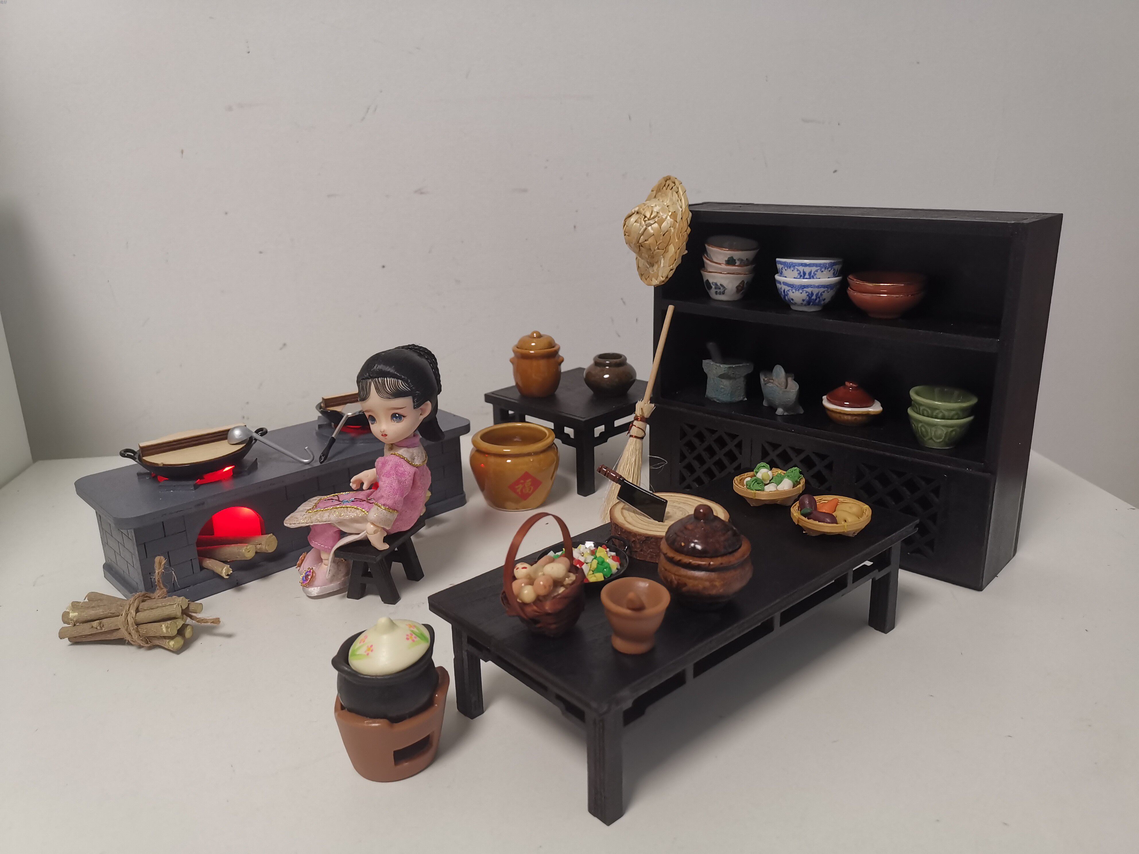 bjd场景道具娃屋 12分娃用厨房 食玩配件摆件家具厨具炉灶 灶台