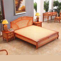 Real rattan bed 1 8M rattan single and double bed rattan bed 1.5 meters rattan wood large bed Indonesian plant rattan bed 8504