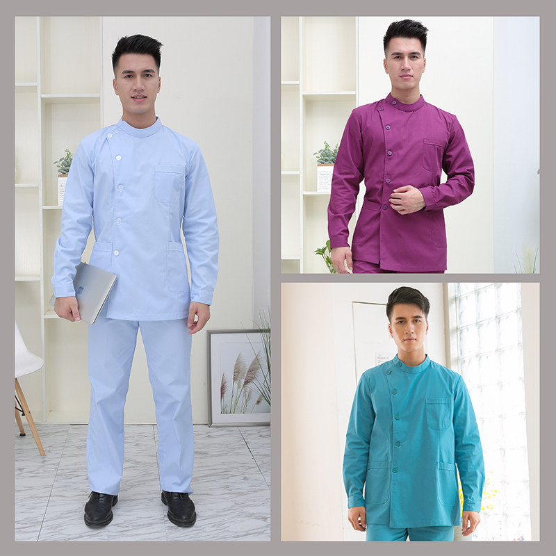 Nurse Suit Suit Men's Winter Oral Dental Light Blue Doctor Wear Long Sleeve Hospital Care Hygiene Workwear Big Size