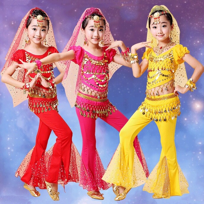 Children's belly dance suit Six stage performances outfitting children's Indian dance show to persuade national dance practice spots
