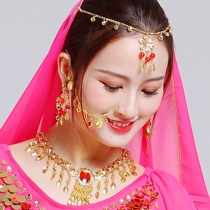 Belly Leather Dance Accessories Head Accessories Brow of India Dance Dance Out of the Plum Blossom Treasure Stones Chain National Dance