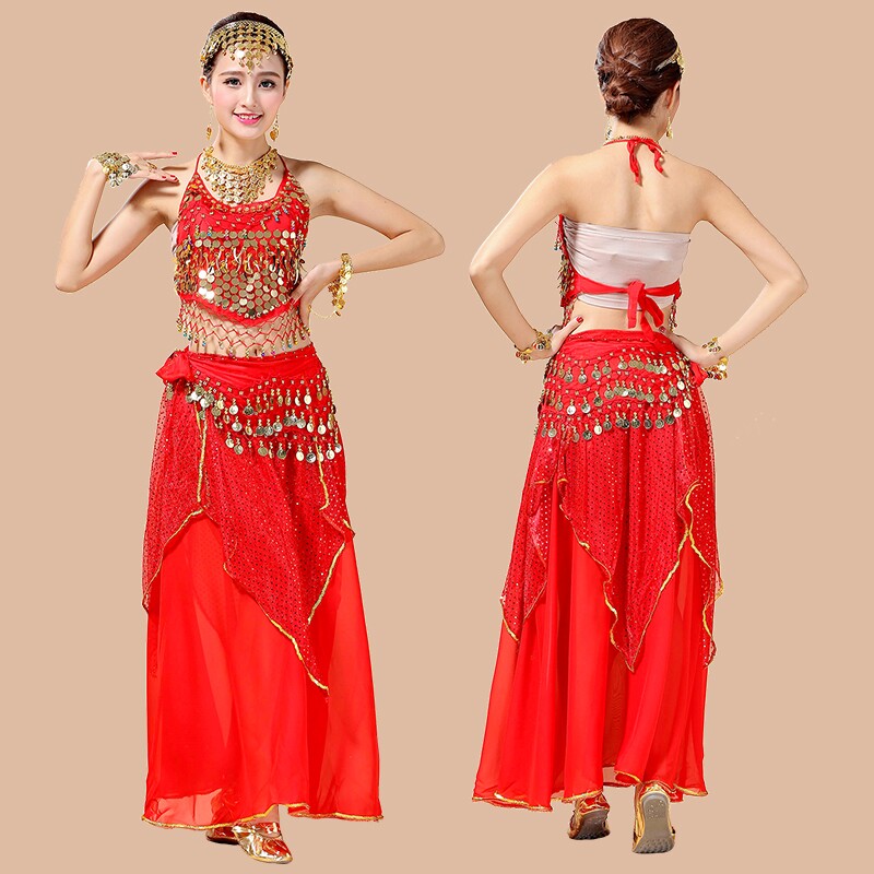 Special offer Indian dance practice suit stage suit performance belly dance suit skirt pepper apron highlights high-end dance