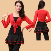 Square dance costumes spring and summer blouses in the new suit The old ladies Latin dance practice Dancing Dance Shawl