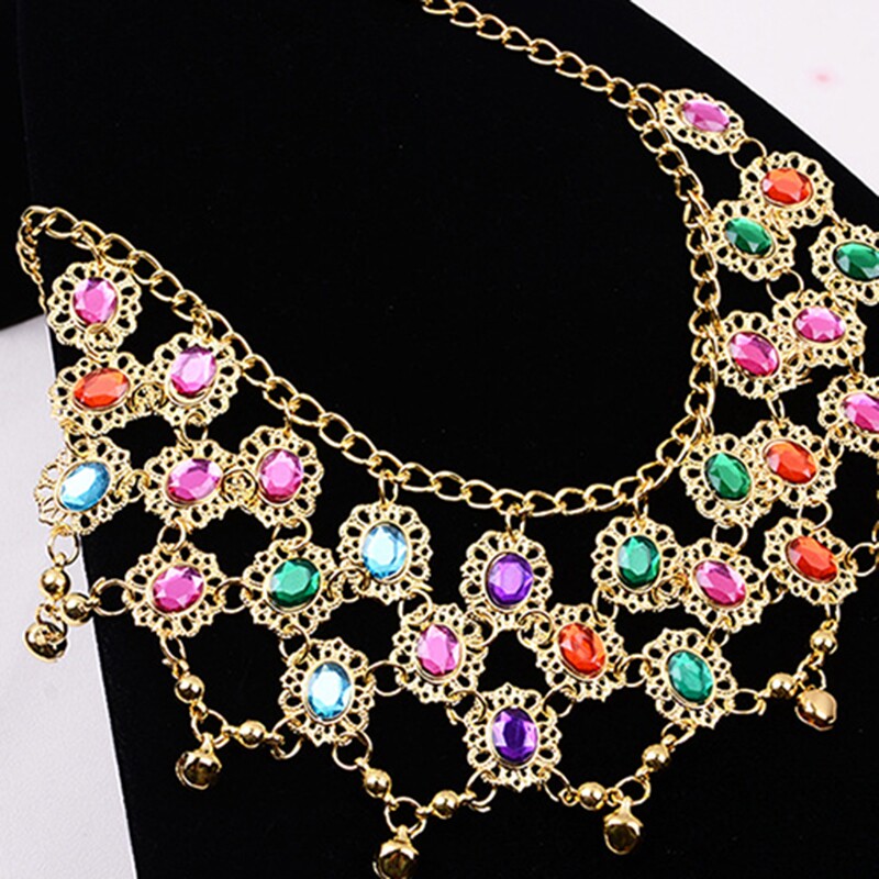 Special price India Dance Performance Accessories Belly Leather Dance Necklace Dance Performance Neck Necklace necklace Colorful Bright Drilling Necklace