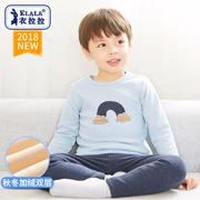 Lala pull boy tinh khiết cộng với bộ đồ lót nhung đôi dày cotton đồ lót nhiệt mùa thu quần áo mùa thu và mùa đông 1-17 tuổi