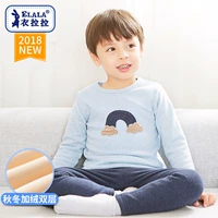 Lala pull boy tinh khiết cộng với bộ đồ lót nhung đôi dày cotton đồ lót nhiệt mùa thu quần áo mùa thu và mùa đông 1-17 tuổi quan ao tre em