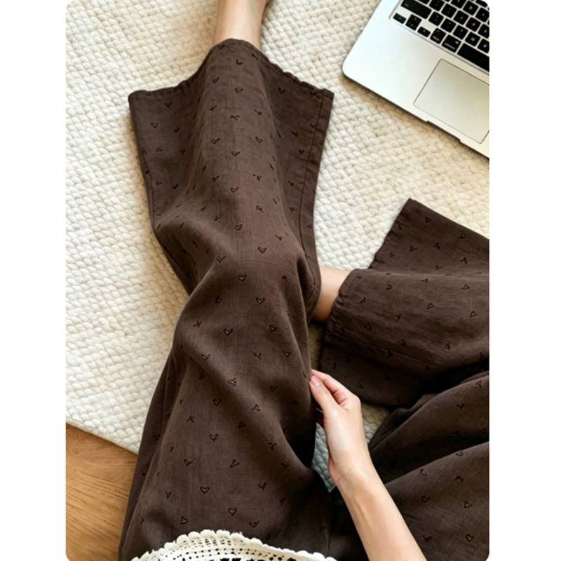 Brown High-End Linen Flared Casual Pants 2026 Summer New Vintage Vibe ins Style Lazy Pants Brown High-End Linen Flared Casual Pants 2026 Summer New Vintage Vibe ins Style Lazy Pants