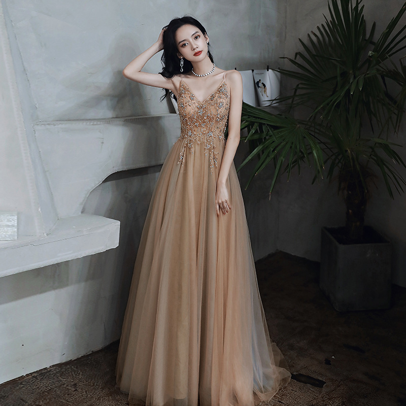 Evening Dress for Women 2026 New Summer Spaghetti Strap Annual Meeting Birthday Party Fairy-Like Long Elegant Banquet Dress