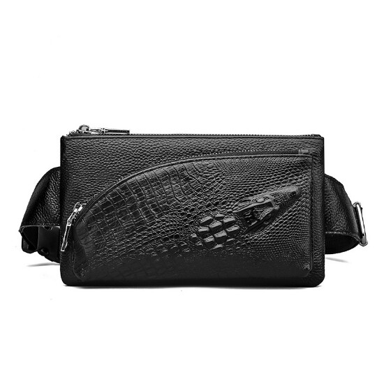 Genuine Leather Waist Bag Leather Top Layer Leather Grab Soft Zipper Men's Casual